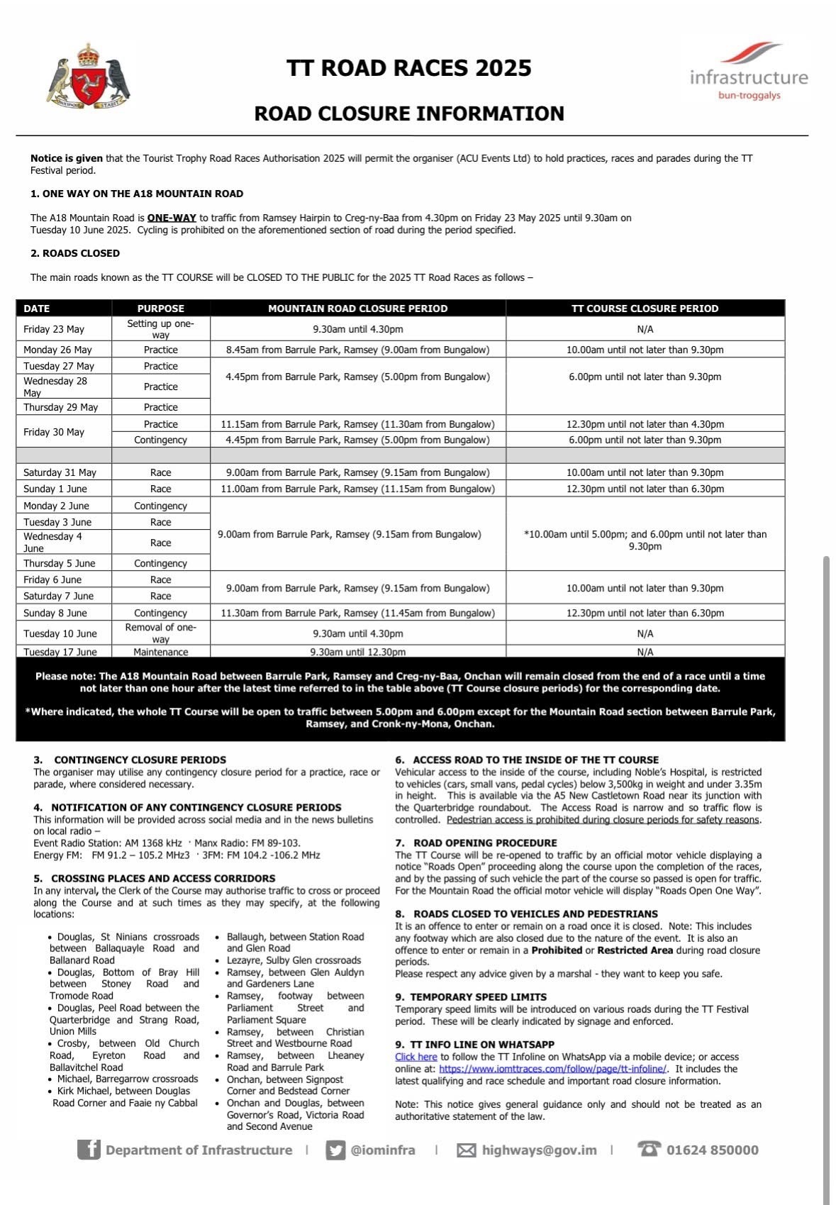 Tt Road Closures 2025 Tt Road Closures 2025